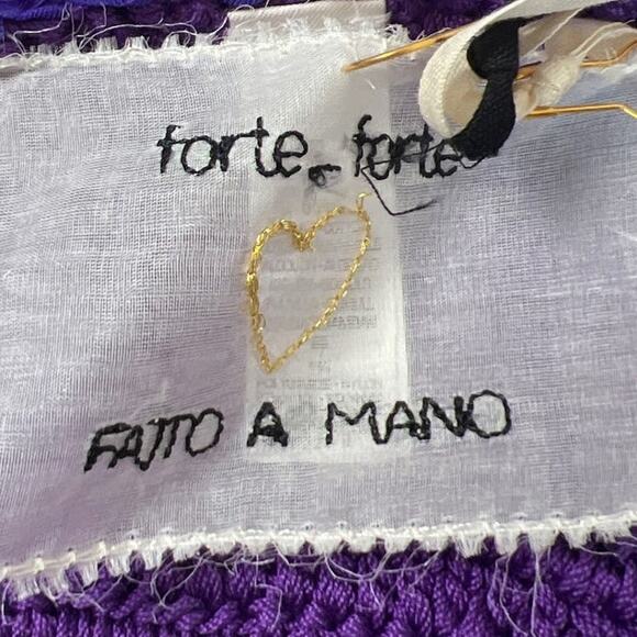 Forte Forte Women's Purple Crochet Knit Self Tie Top (US 6-M) NWT Boho Festival - Picture 7 of 9